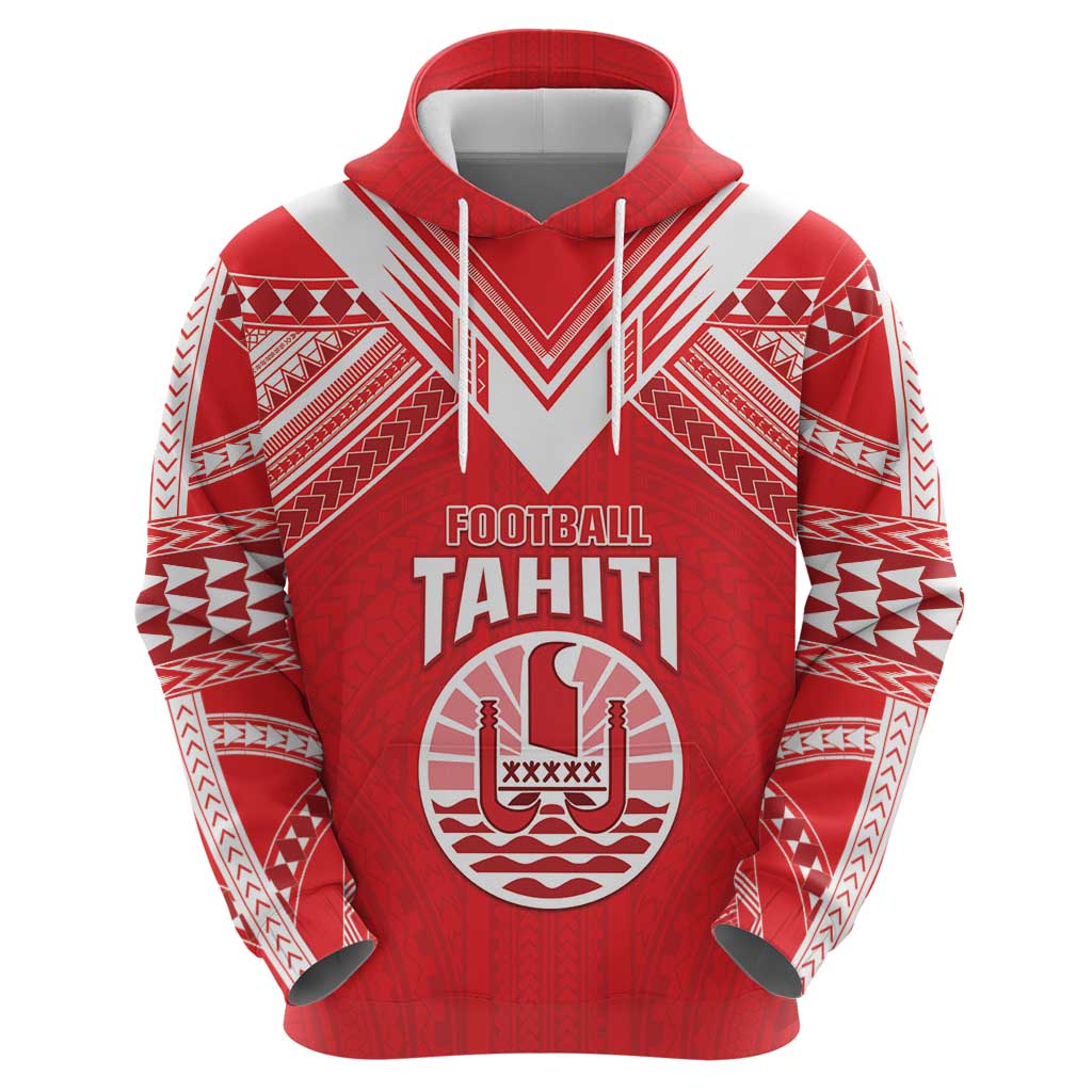 Custom Tahiti Football Zip Hoodie Coat Of Arms Polynesian Tribal Pattern