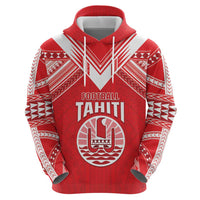 Custom Tahiti Football Zip Hoodie Coat Of Arms Polynesian Tribal Pattern