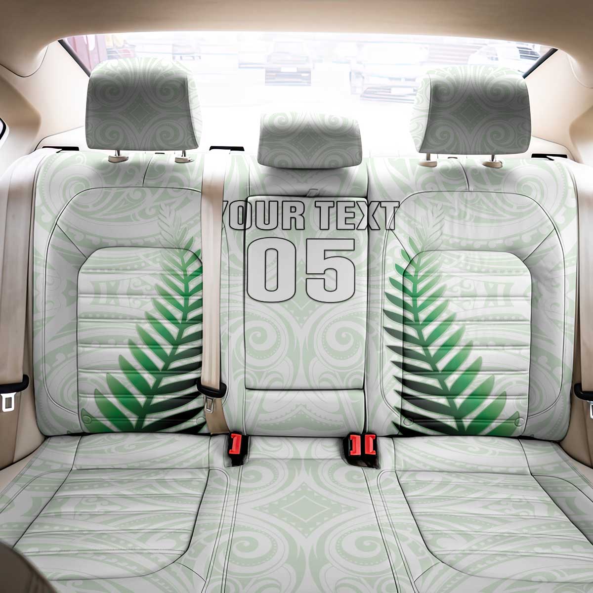 Custom New Zealand Fern Football Back Car Seat Cover Simple Style