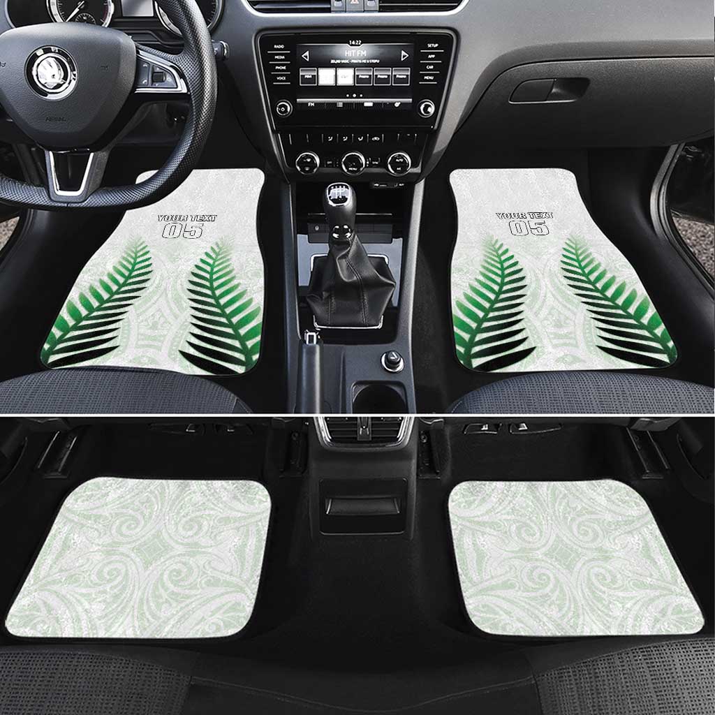 Custom New Zealand Fern Football Car Mats Simple Style LT05 Set 4pcs White - Polynesian Pride