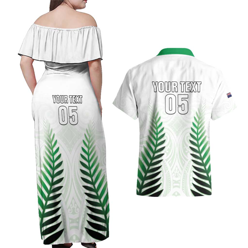 Custom New Zealand Fern Football Couples Matching Off Shoulder Maxi Dress and Hawaiian Shirt Simple Style