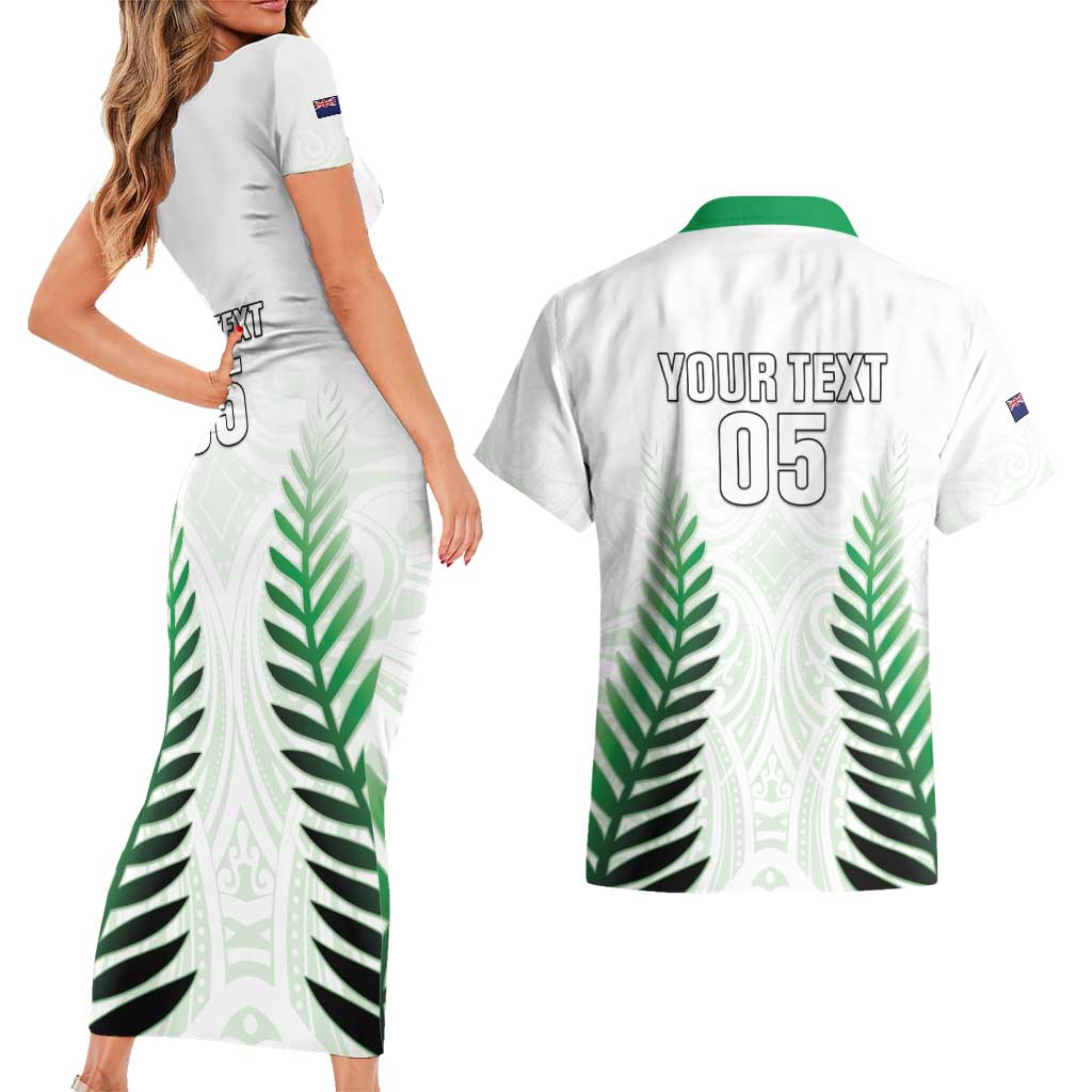 Custom New Zealand Fern Football Couples Matching Short Sleeve Bodycon Dress and Hawaiian Shirt Simple Style
