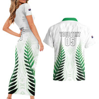 Custom New Zealand Fern Football Couples Matching Short Sleeve Bodycon Dress and Hawaiian Shirt Simple Style