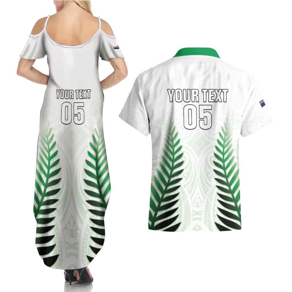 Custom New Zealand Fern Football Couples Matching Summer Maxi Dress and Hawaiian Shirt Simple Style