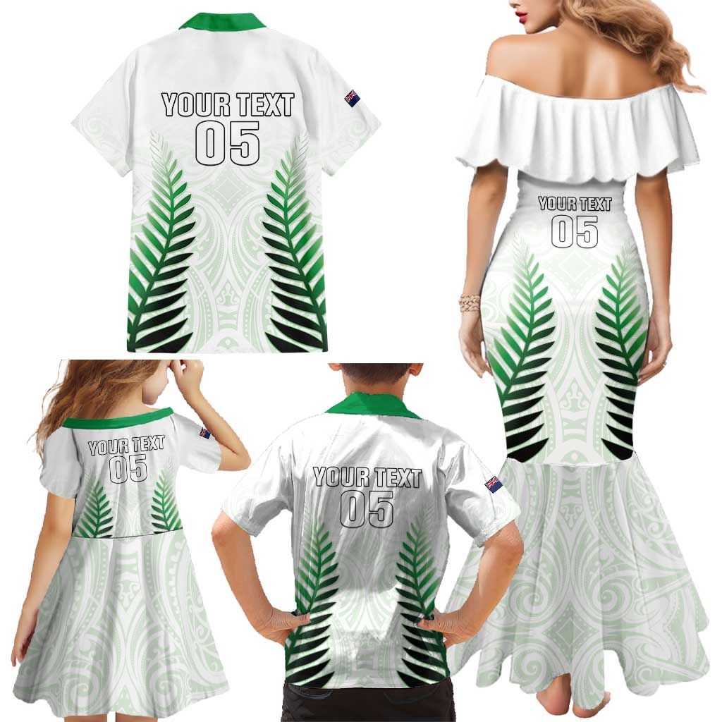 Custom New Zealand Fern Football Family Matching Mermaid Dress and Hawaiian Shirt Simple Style
