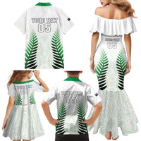 Custom New Zealand Fern Football Family Matching Mermaid Dress and Hawaiian Shirt Simple Style