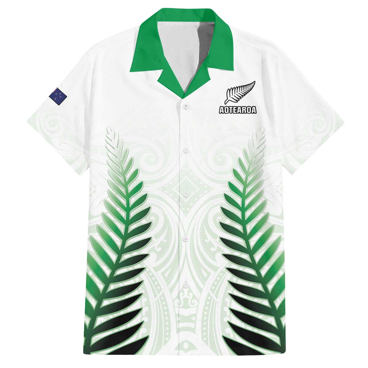 Custom New Zealand Fern Football Family Matching Off The Shoulder Long Sleeve Dress and Hawaiian Shirt Simple Style