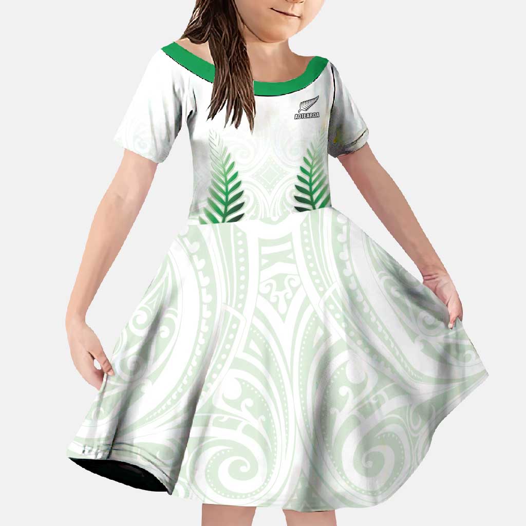 Custom New Zealand Fern Football Family Matching Off Shoulder Maxi Dress and Hawaiian Shirt Simple Style