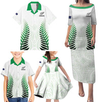 Custom New Zealand Fern Football Family Matching Puletasi and Hawaiian Shirt Simple Style