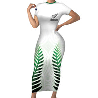 Custom New Zealand Fern Football Family Matching Short Sleeve Bodycon Dress and Hawaiian Shirt Simple Style