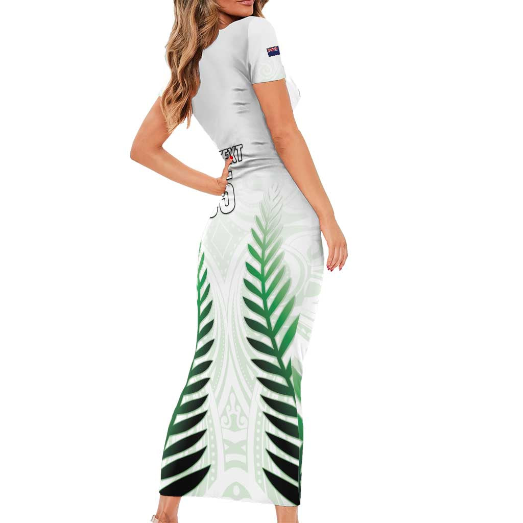 Custom New Zealand Fern Football Family Matching Short Sleeve Bodycon Dress and Hawaiian Shirt Simple Style
