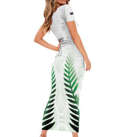 Custom New Zealand Fern Football Family Matching Short Sleeve Bodycon Dress and Hawaiian Shirt Simple Style