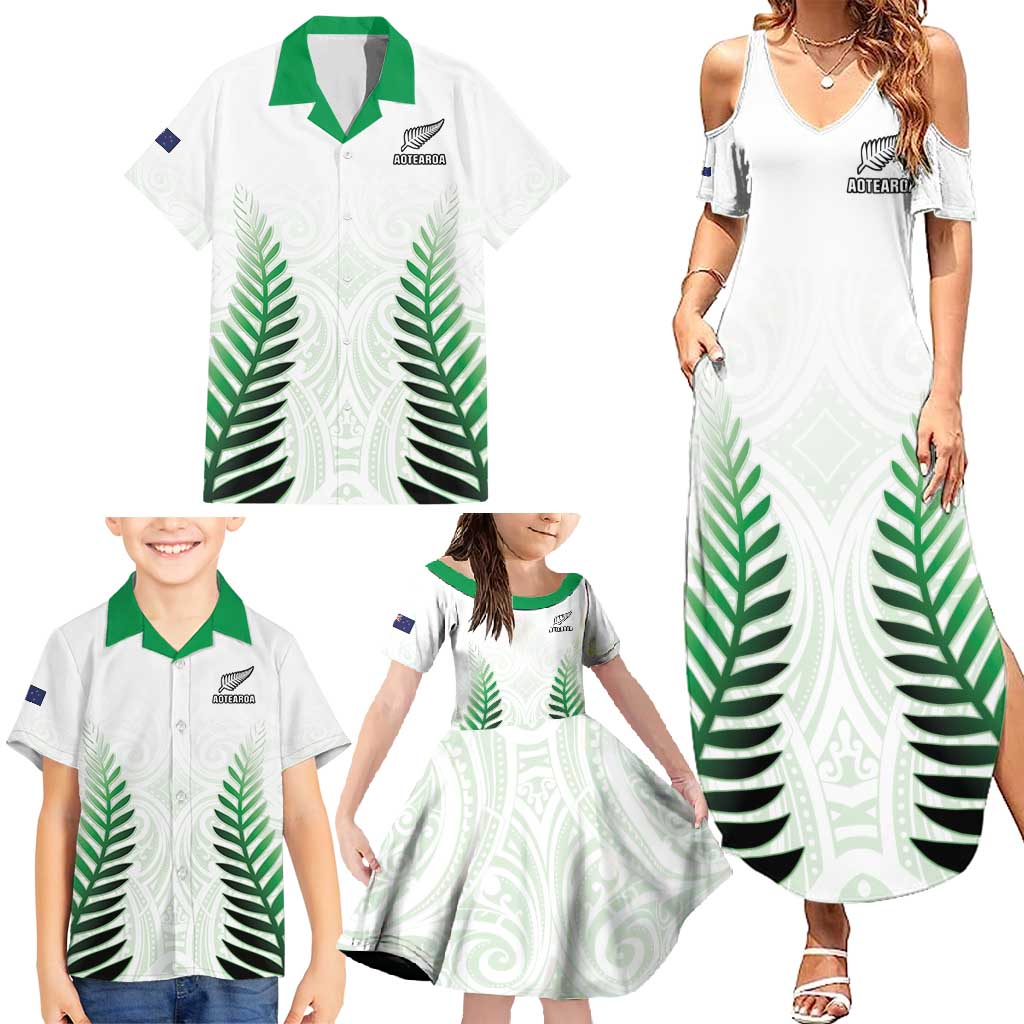Custom New Zealand Fern Football Family Matching Summer Maxi Dress and Hawaiian Shirt Simple Style