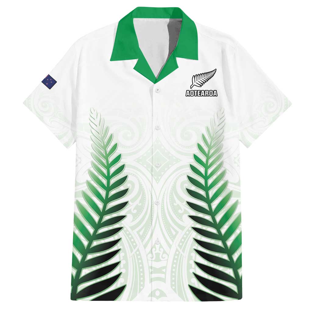 Custom New Zealand Fern Football Family Matching Tank Maxi Dress and Hawaiian Shirt Simple Style LT05 Dad's Shirt - Short Sleeve White - Polynesian Pride