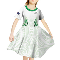 Custom New Zealand Fern Football Kid Short Sleeve Dress Simple Style