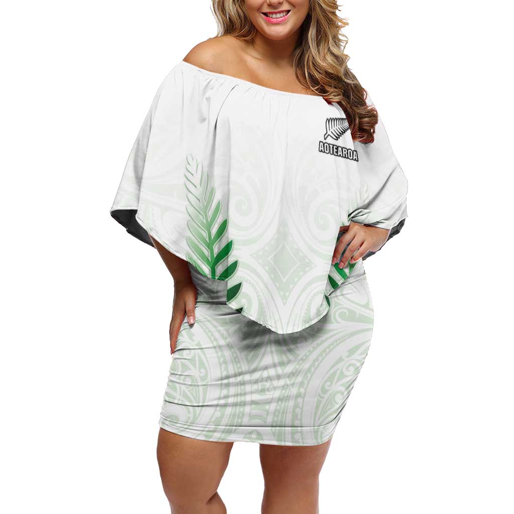 Custom New Zealand Fern Football Off Shoulder Short Dress Simple Style