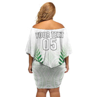 Custom New Zealand Fern Football Off Shoulder Short Dress Simple Style
