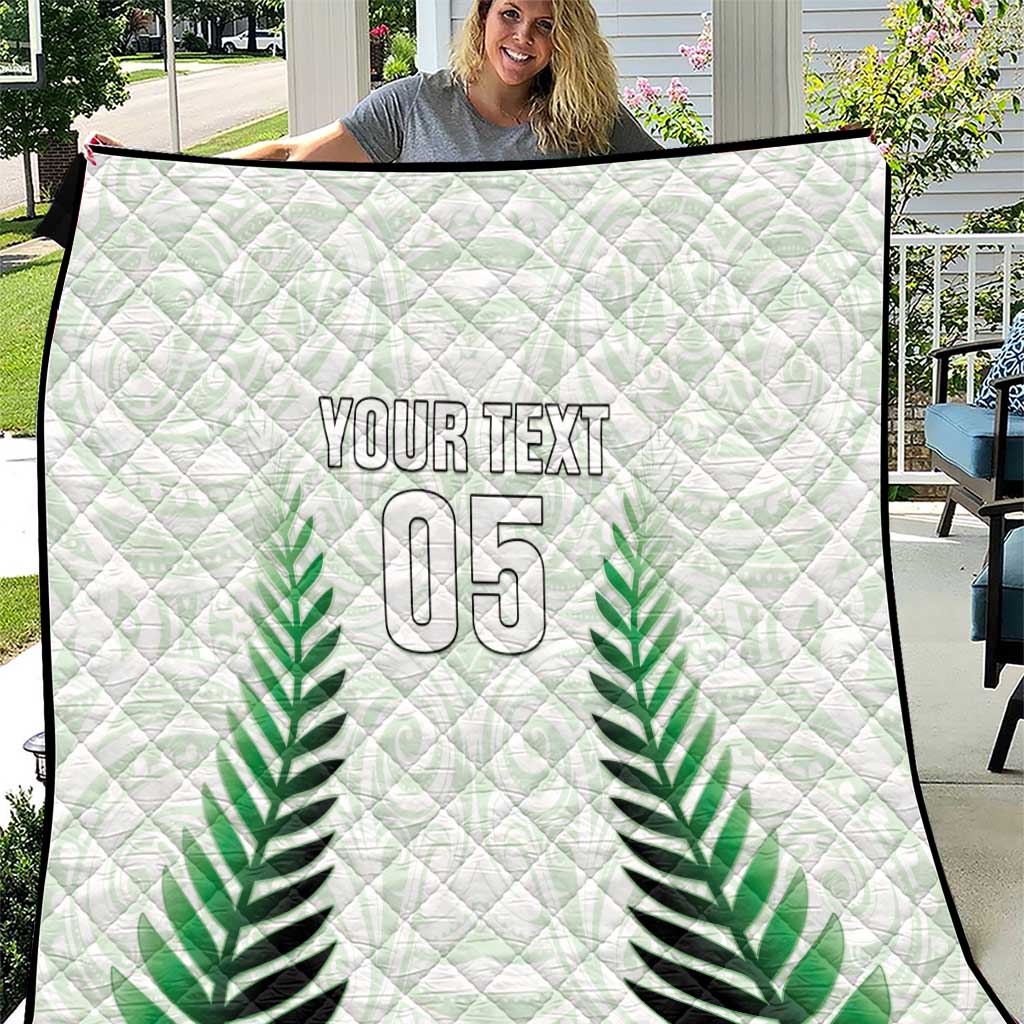 Custom New Zealand Fern Football Quilt Simple Style LT05 White - Polynesian Pride