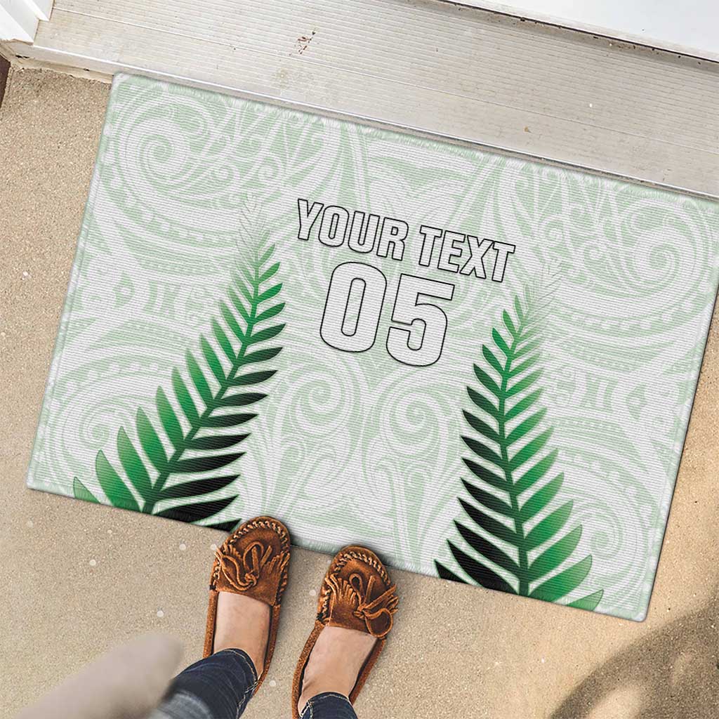 Custom New Zealand Fern Football Rubber Doormat Simple Style