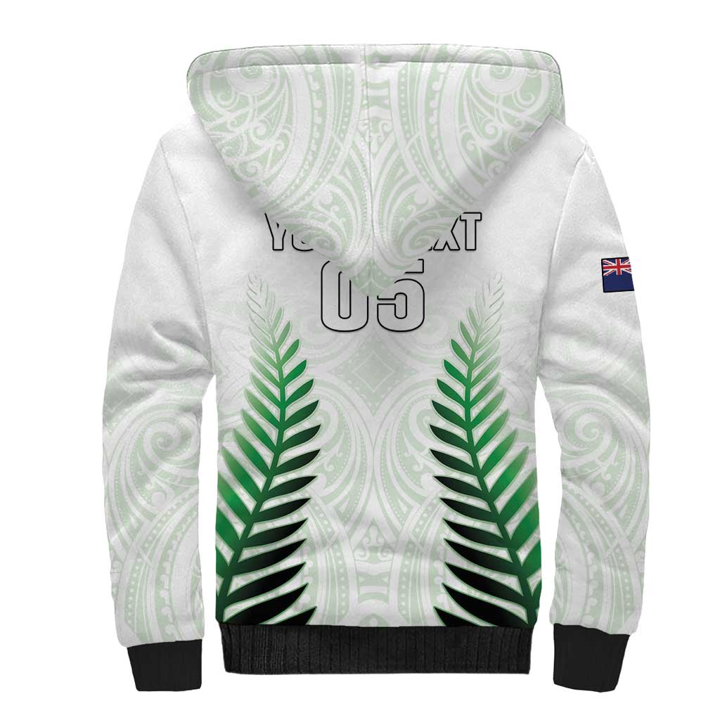 Custom New Zealand Fern Football Sherpa Hoodie Simple Style