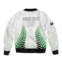 Custom New Zealand Fern Football Sleeve Zip Bomber Jacket Simple Style