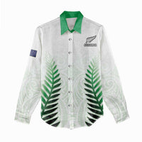 Custom New Zealand Fern Football Women Casual Shirt Simple Style