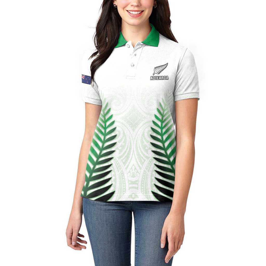 Custom New Zealand Fern Football Women Polo Shirt Simple Style