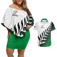 Custom New Zealand Football Couples Matching Off Shoulder Short Dress and Hawaiian Shirt Go Aotearoa