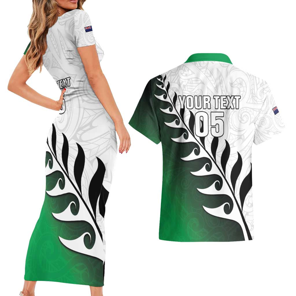 Custom New Zealand Football Couples Matching Short Sleeve Bodycon Dress and Hawaiian Shirt Go Aotearoa
