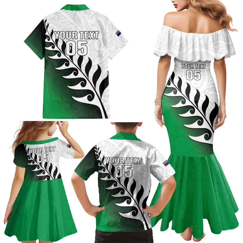 Custom New Zealand Football Family Matching Mermaid Dress and Hawaiian Shirt Go Aotearoa