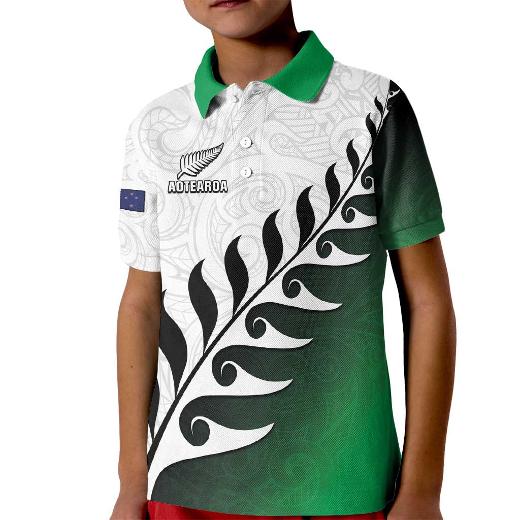 Custom New Zealand Football Kid Polo Shirt Go Aotearoa