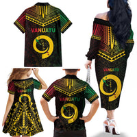Happy Vanuatu Father Lini Day Family Matching Off The Shoulder Long Sleeve Dress and Hawaiian Shirt