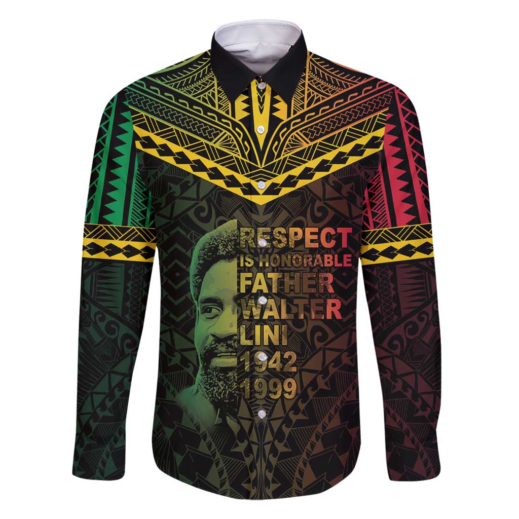Happy Vanuatu Father Lini Day Family Matching Tank Maxi Dress and Hawaiian Shirt LT05 Dad's Shirt - Long Sleeve Black - Polynesian Pride