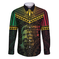 Happy Vanuatu Father Lini Day Family Matching Tank Maxi Dress and Hawaiian Shirt LT05 Dad's Shirt - Long Sleeve Black - Polynesian Pride