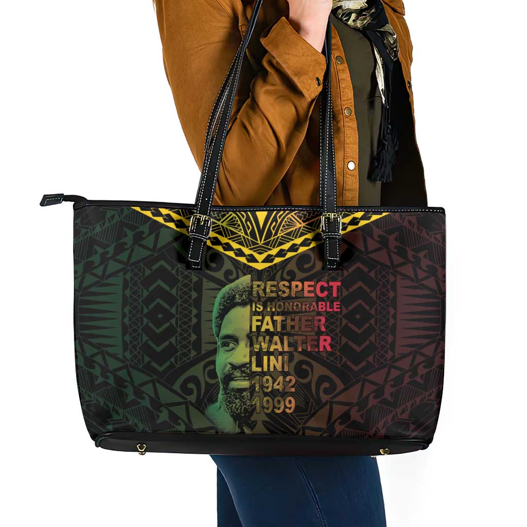 Happy Vanuatu Father Lini Day Leather Tote Bag