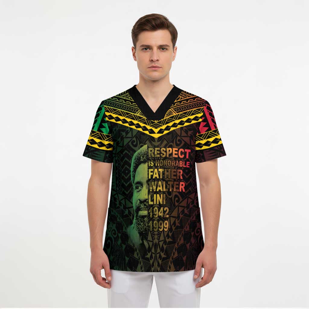 Happy Vanuatu Father Lini Day Scrub Top - Polynesian Pride