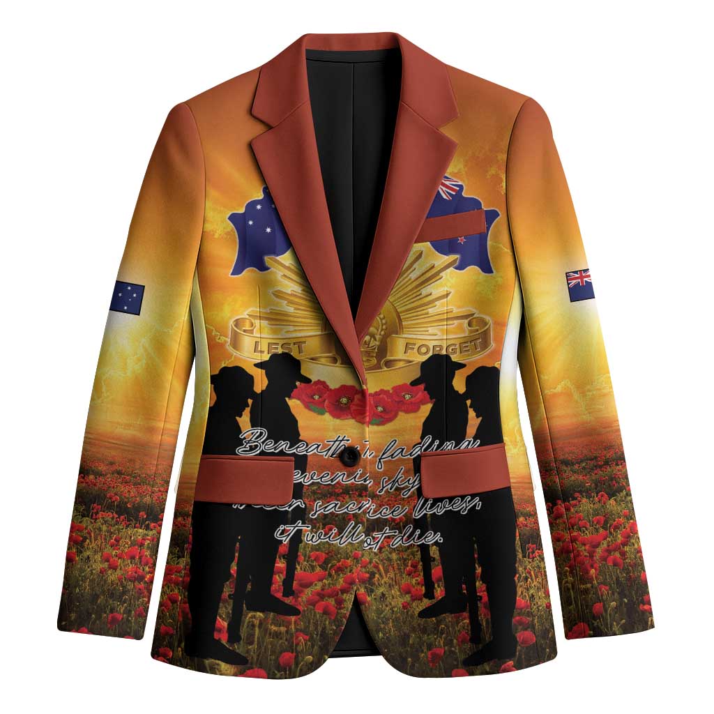 ANZAC Day Blazer Remembrance Tribute Soldiers And Poppy Field
