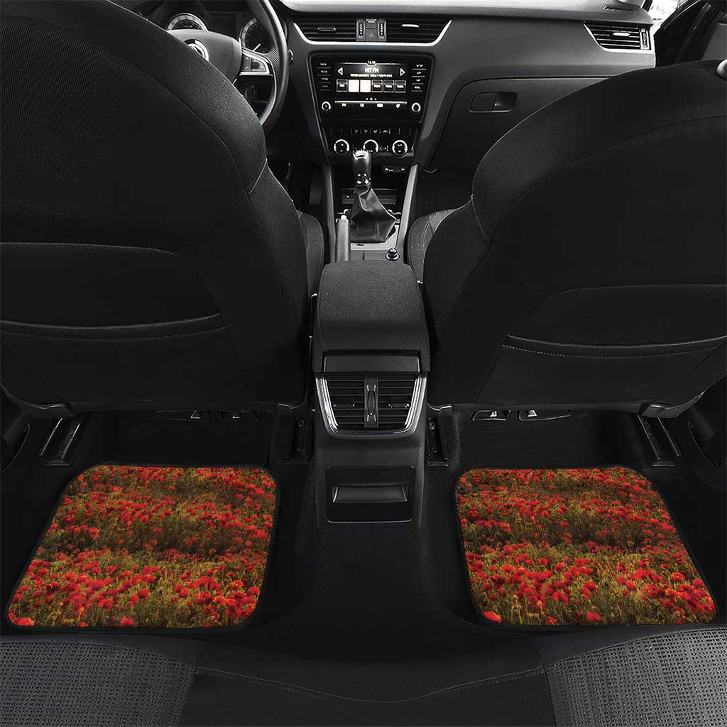 ANZAC Day Car Mats Remembrance Tribute Soldiers And Poppy Field LT05 Set 2pcs - Back Orange - Polynesian Pride