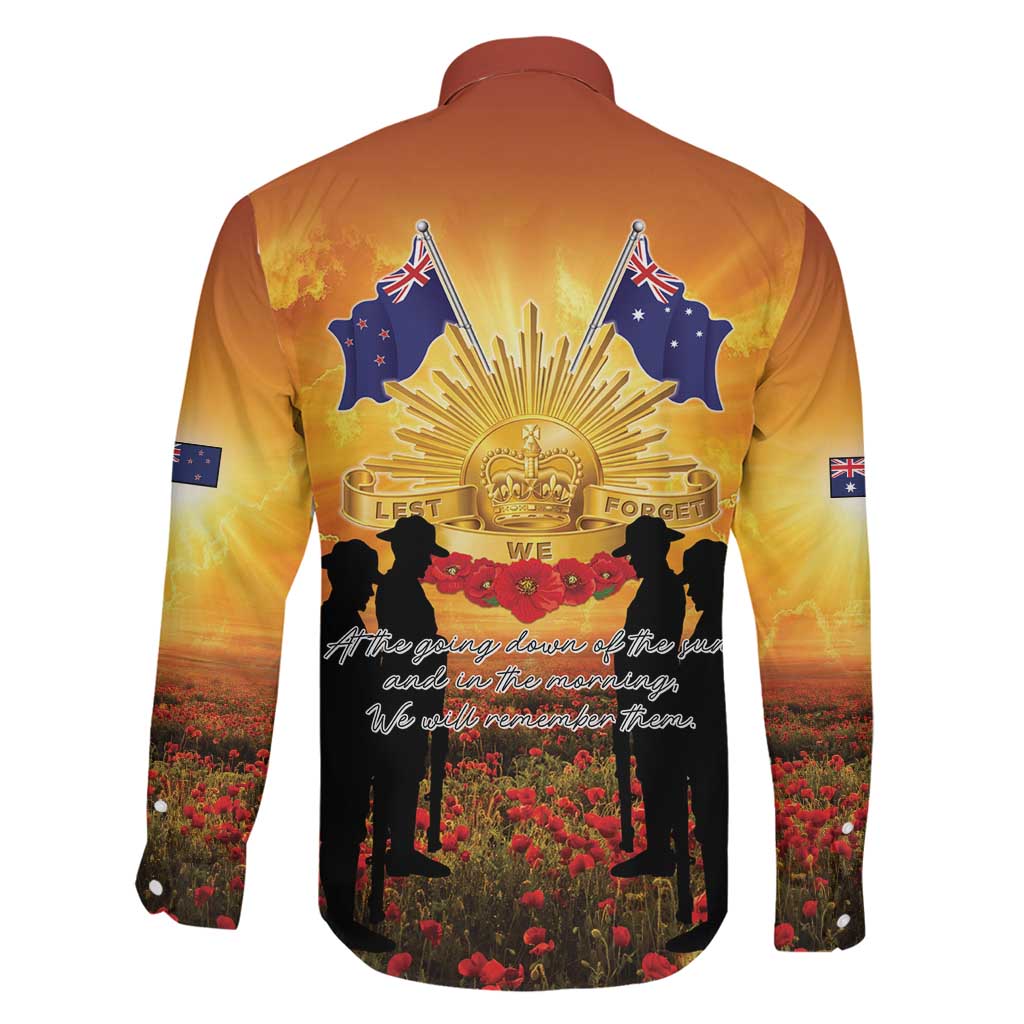 ANZAC Day Family Matching Long Sleeve Bodycon Dress and Hawaiian Shirt Remembrance Tribute Soldiers And Poppy Field LT05 - Polynesian Pride