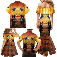 ANZAC Day Family Matching Mermaid Dress and Hawaiian Shirt Remembrance Tribute Soldiers And Poppy Field LT05 - Polynesian Pride