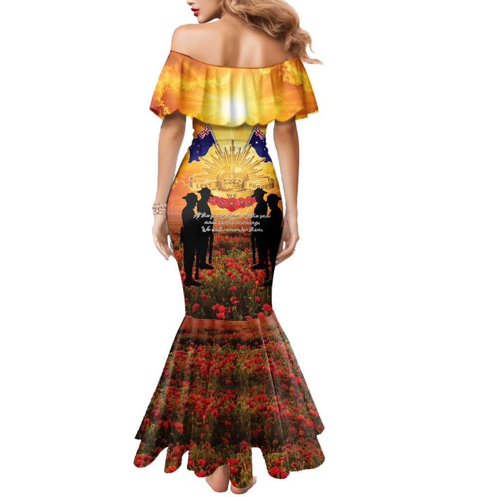 ANZAC Day Family Matching Mermaid Dress and Hawaiian Shirt Remembrance Tribute Soldiers And Poppy Field LT05 - Polynesian Pride