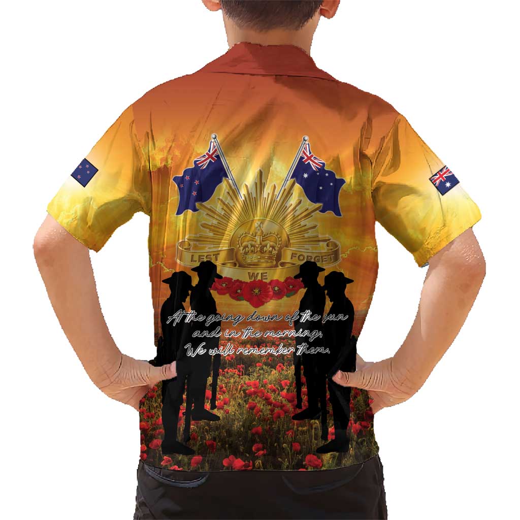 ANZAC Day Family Matching Puletasi and Hawaiian Shirt Remembrance Tribute Soldiers And Poppy Field LT05 - Polynesian Pride