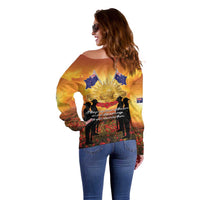 ANZAC Day Off Shoulder Sweater Remembrance Tribute Soldiers And Poppy Field LT05 - Polynesian Pride
