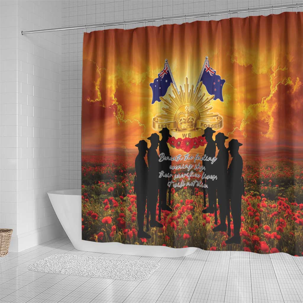 ANZAC Day Shower Curtain Remembrance Tribute Soldiers And Poppy Field LT05 - Polynesian Pride