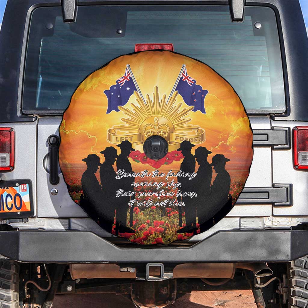 ANZAC Day Spare Tire Cover Remembrance Tribute Soldiers And Poppy Field