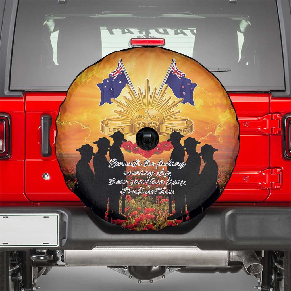 ANZAC Day Spare Tire Cover Remembrance Tribute Soldiers And Poppy Field