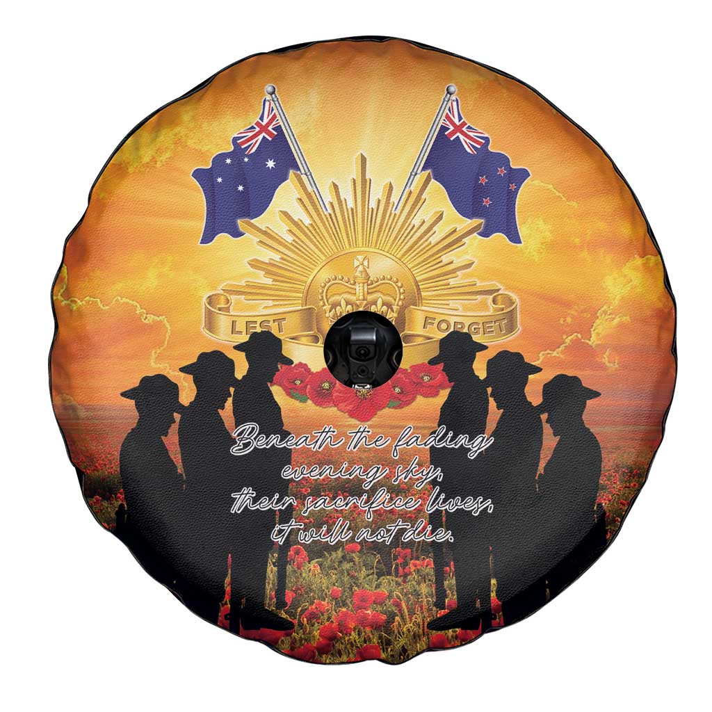 ANZAC Day Spare Tire Cover Remembrance Tribute Soldiers And Poppy Field