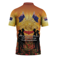 ANZAC Day Zipper Polo Shirt Remembrance Tribute Soldiers And Poppy Field