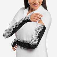 Hawaii Hibiscus Flowers Arm Sleeves Grayscale Polynesian Pattern