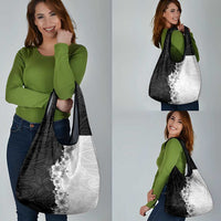 Hawaii Hibiscus Flowers Grocery Bag Grayscale Polynesian Pattern LT05 - Polynesian Pride